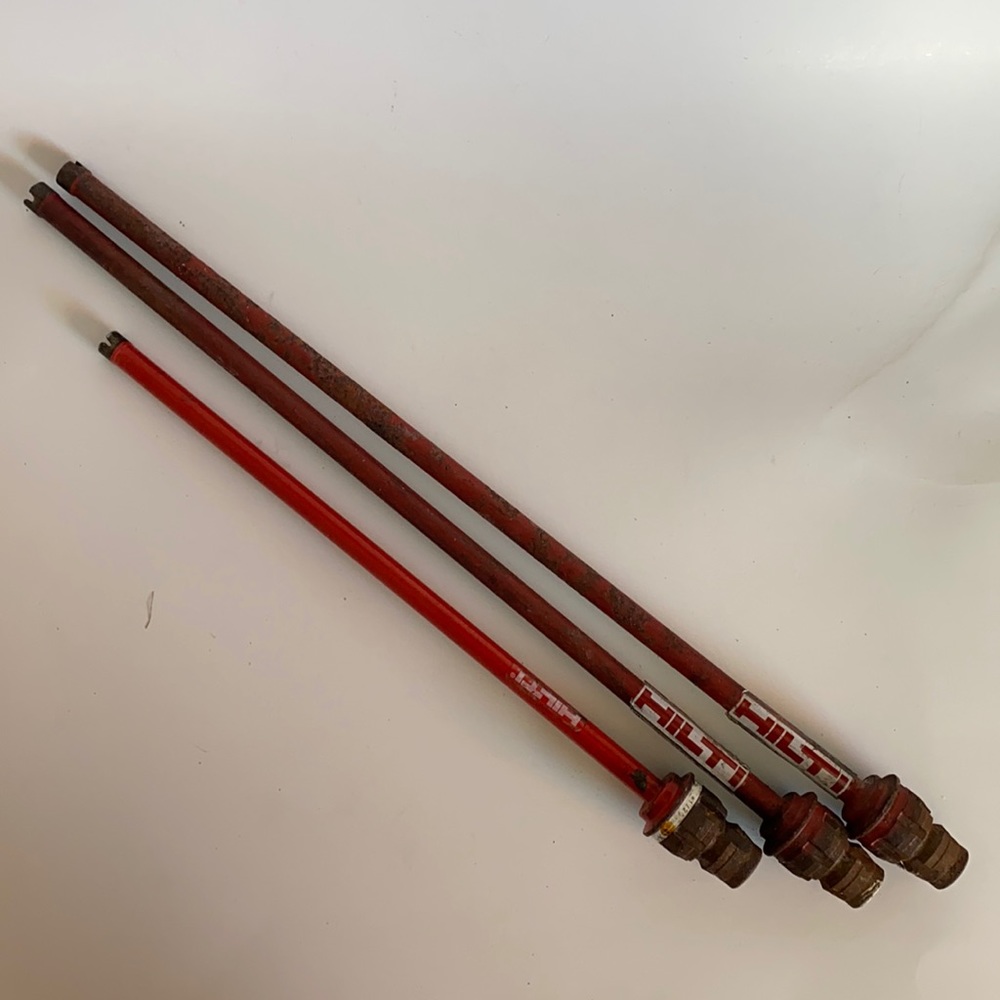 Hilton DCI  Core bits lot of 3  12”&18” drill depth.1/2 bore Have not be drilled